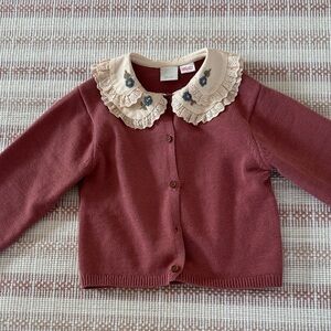 Zara Kids Knot Cardigan with Lace Collar